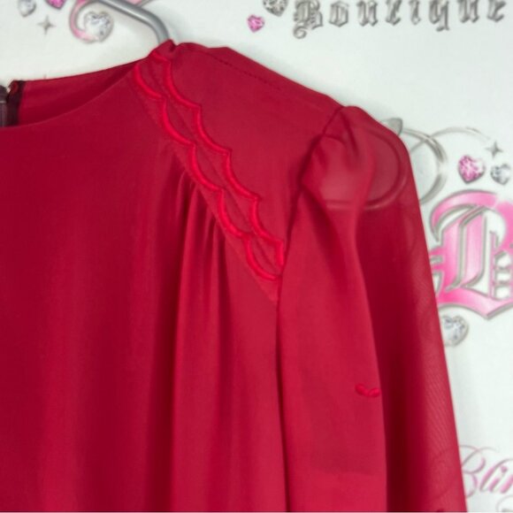 Belage one piece pants suit jumper vintage Elegant Red Long Sleeve Jumpsuit - Picture 8 of 15